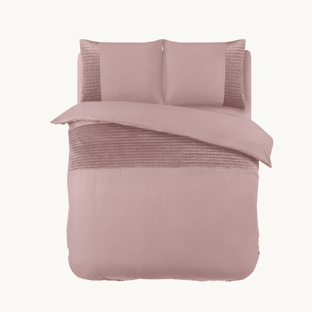 Dekbedovertrek set Fluweel/Velvet™ Border Chai Latte Pink