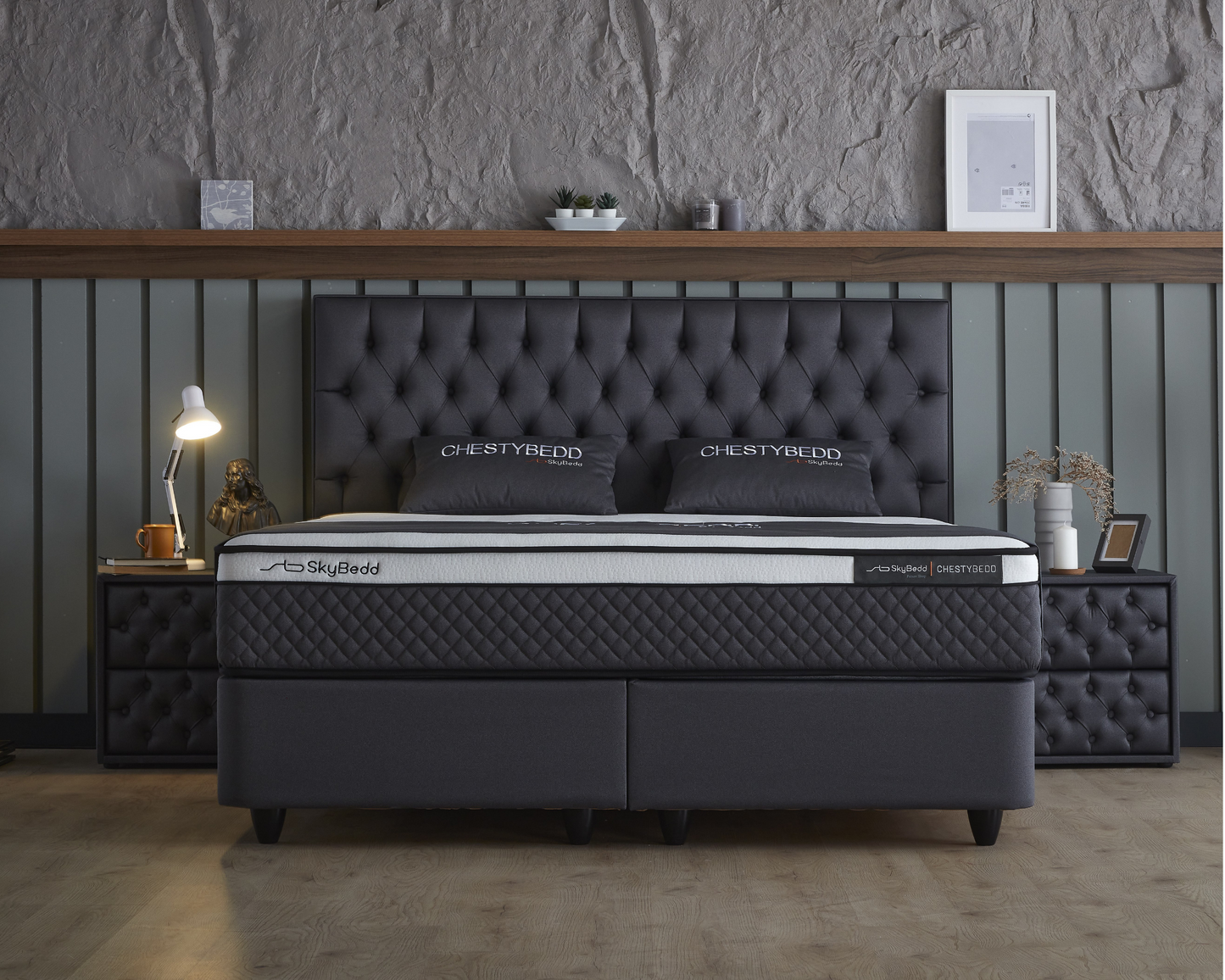 Boxspring met Opbergruimte Chestybedd - Complete set - Nº73 - Caviar Grey