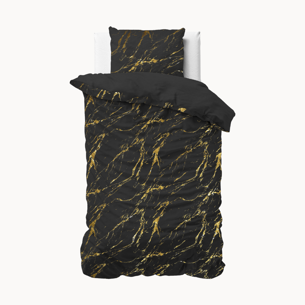 Dekbedovertrek Marble Luxe Gold Black