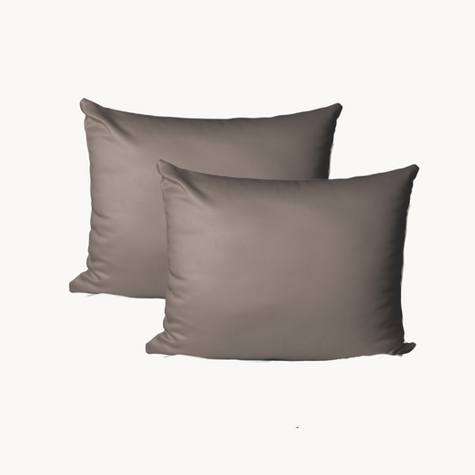 Katoen Satijnen Kussensloop set Taupe Grey 60x70 cm