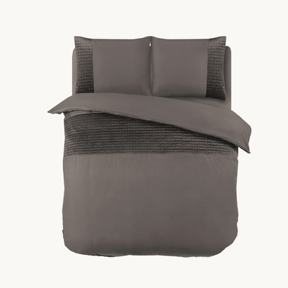 Dekbedovertrek set Fluweel/Velvet™ Border Iced Coffee Taupe