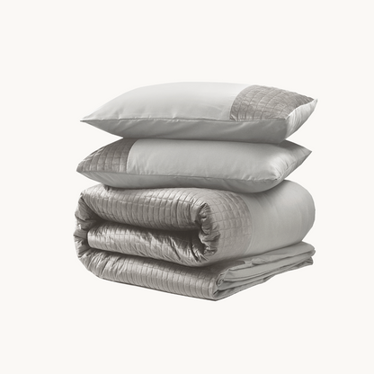 Dekbedovertrek set Fluweel/Velvet™ Border Grey Sand