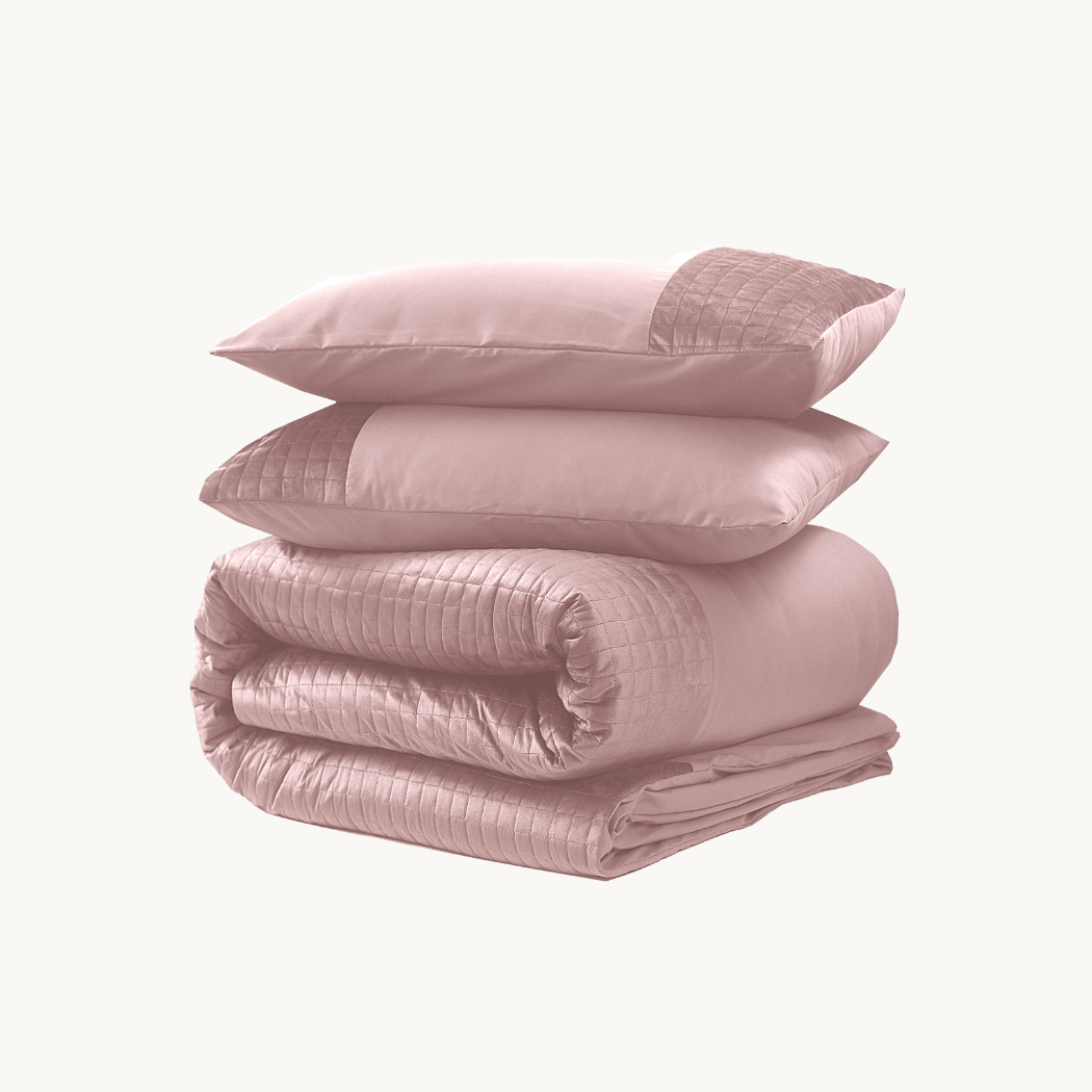 Dekbedovertrek set Fluweel/Velvet™ Border Chai Latte Pink