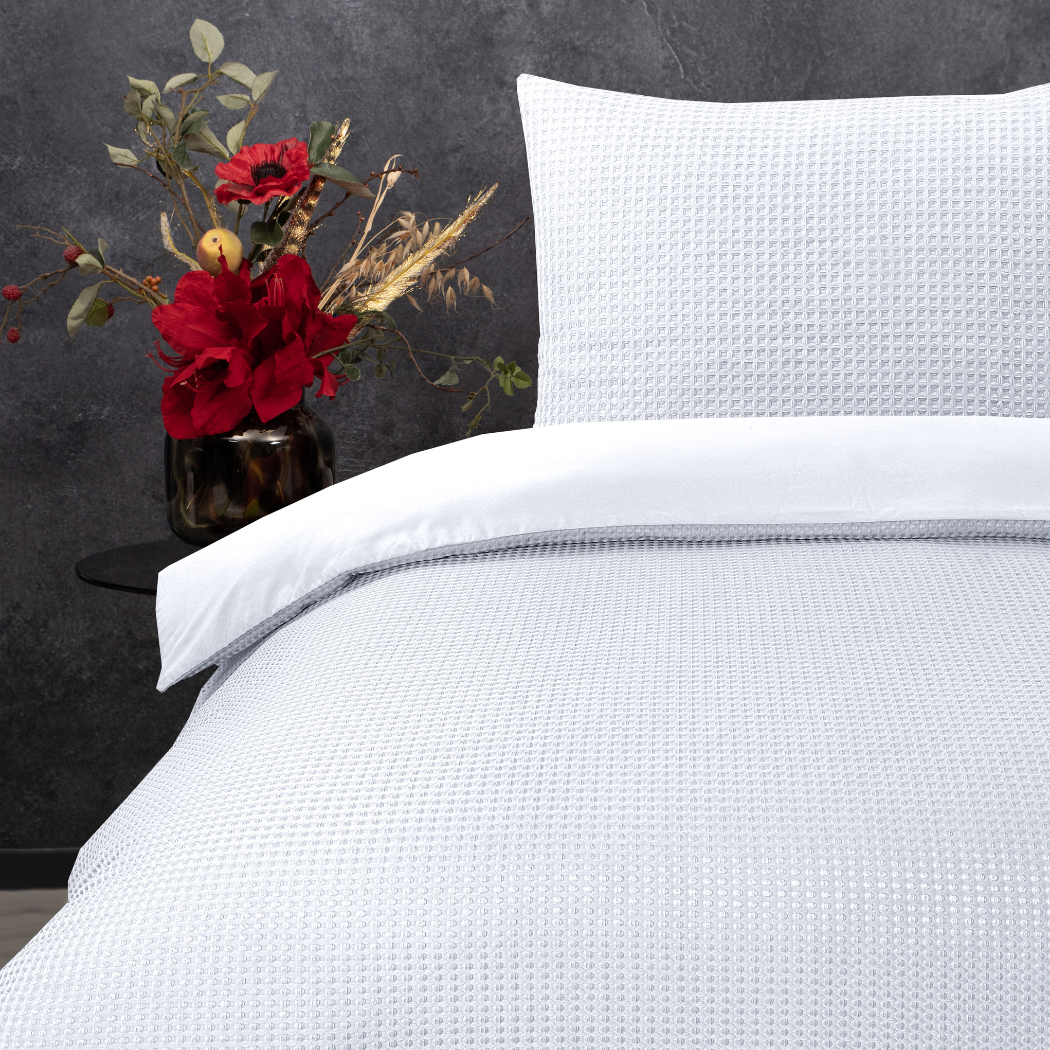 Chic Wit Wafeldesign Dekbedset - Hedendaagse Beddengoed Collectie