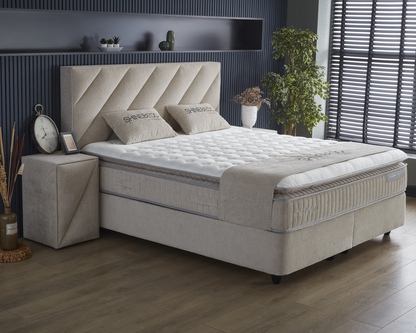 Boxspring met Opbergruimte Shinebedd - Complete set - Nº77 - Teddy Cream