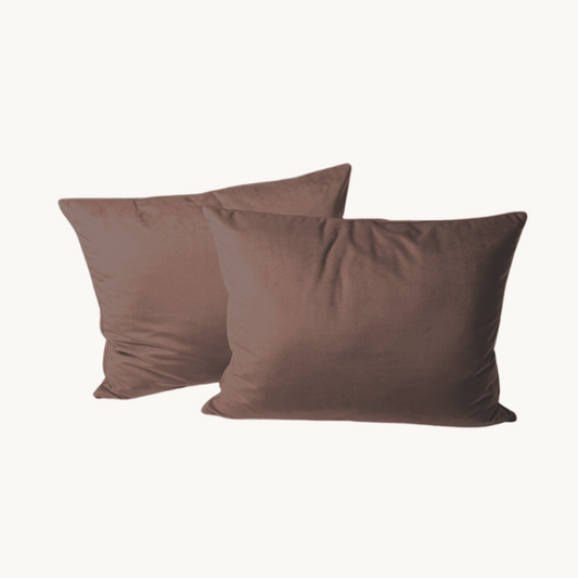 Kussenslopen Fluweel/Velvet Coffee Brown 60x70 cm 2-pack