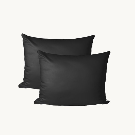 Katoen Satijnen Kussensloop set Jet Black 60x70 cm