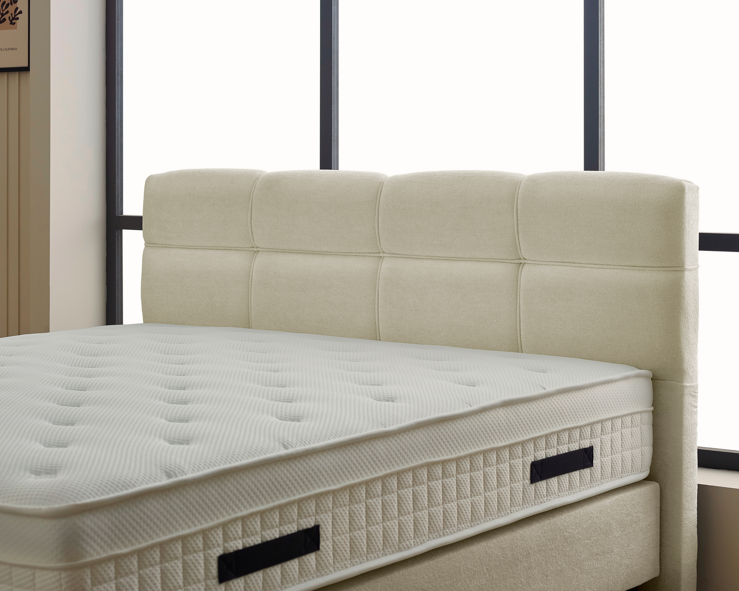 Boxspring - LaVida Teddy (Bouclé) Beige  - Complete set - Luxe 5-zone matras 500 pockets/m² met ingebouwde topper