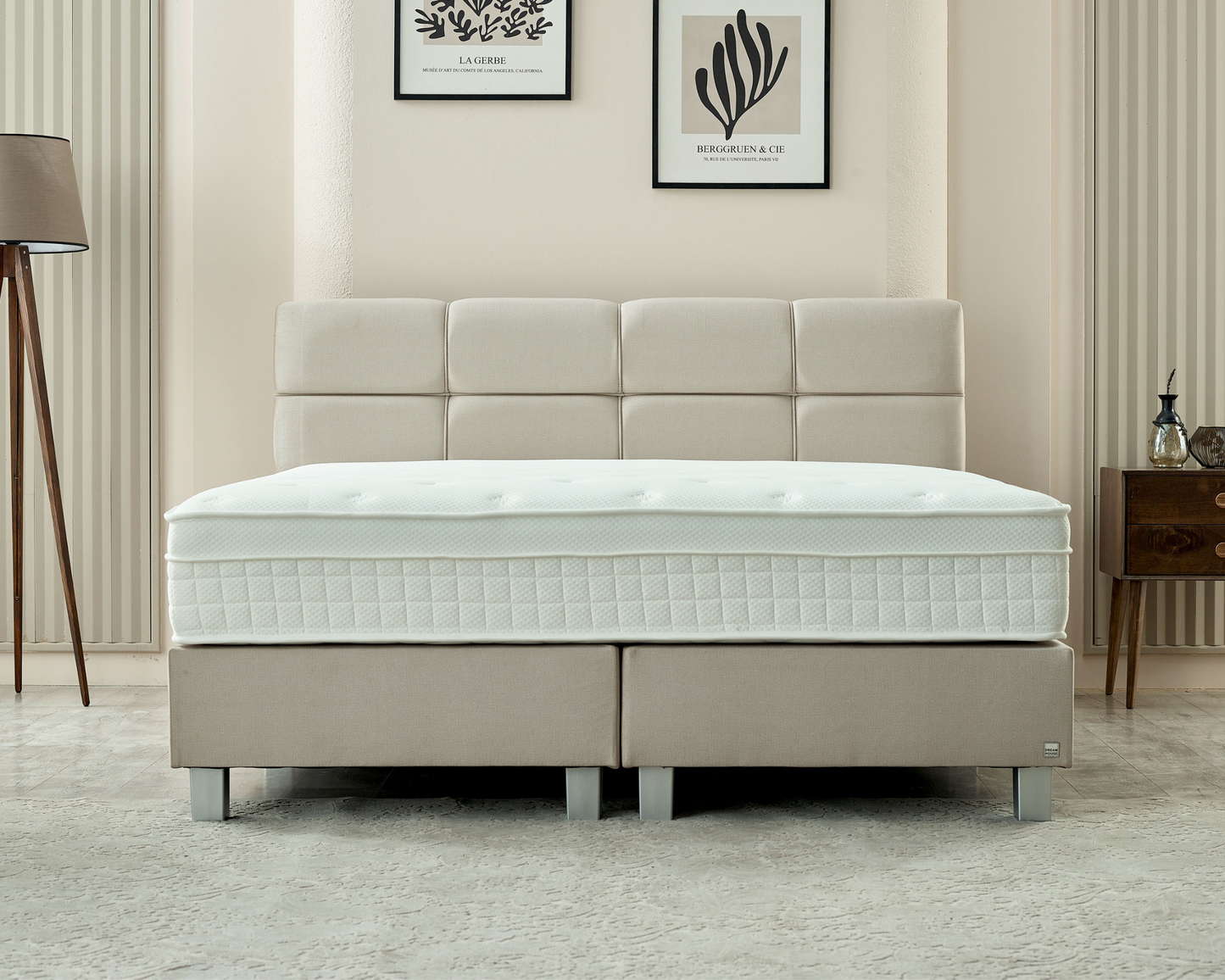 Beige LaVida Boxspring: Complete set met luxe 5-zone matras en ingebouwde topper