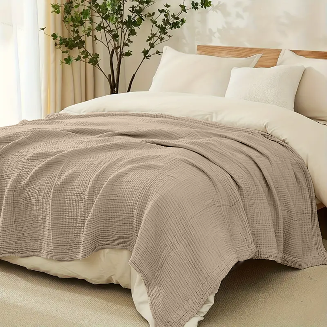 Bedsprei Mousseline 220TC Taupe 270x230 cm