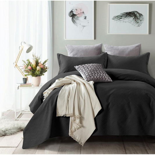 Bedsprei Wave Zwart 260x250 - Y-NOT | be different